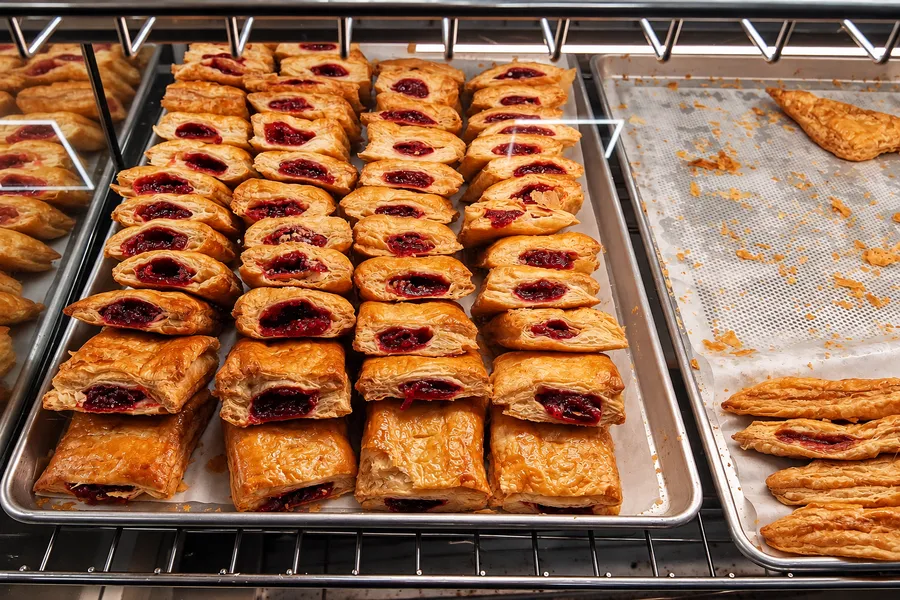 A baking tray full of guava pastelitos